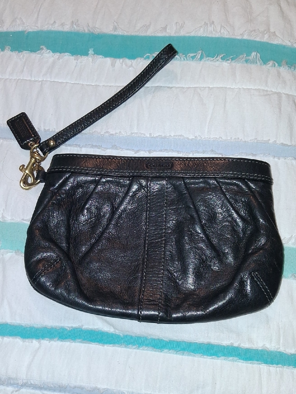 Black Leather Wristlet Clutch - Classic Everyday Bag